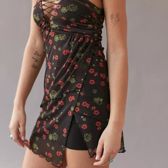 Urban Outfitters | NWT Bright Side Lace-Up Mini Dress - Picture 11 of 13